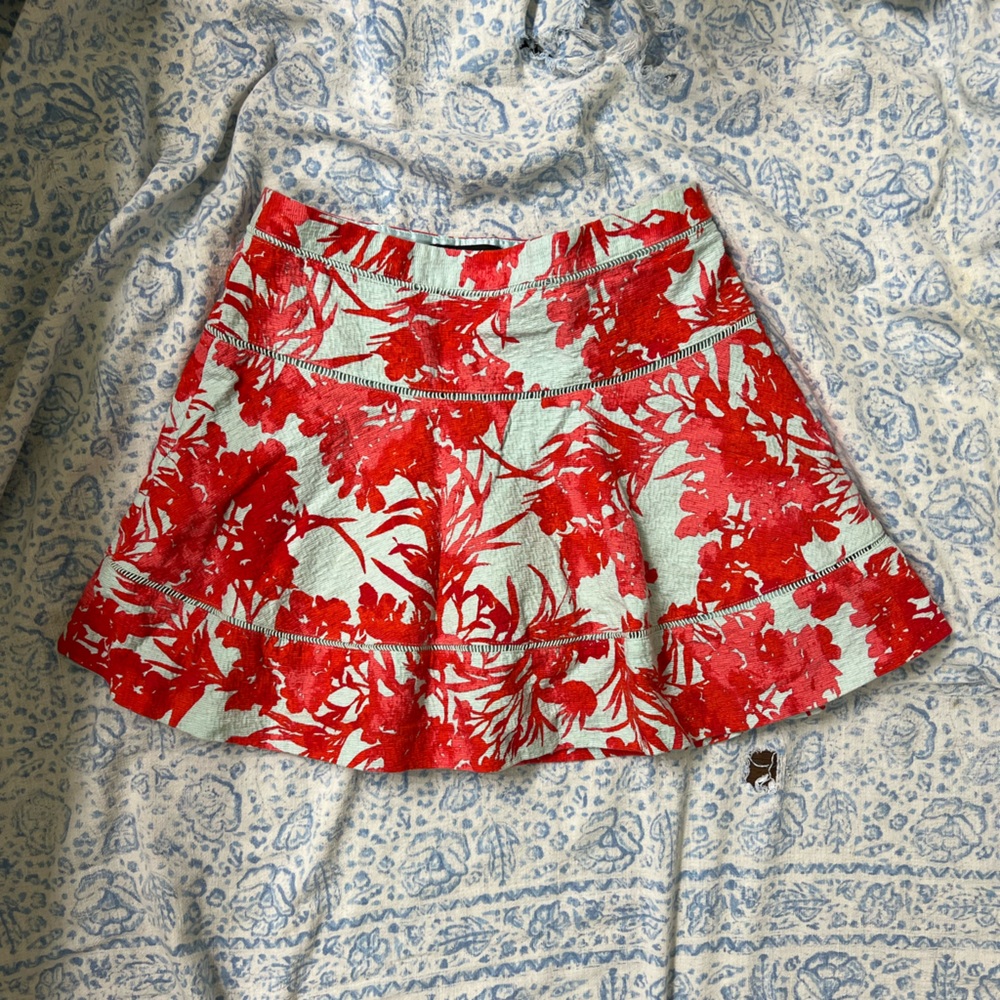 Banana Republic Red & Mint Floral Skirt